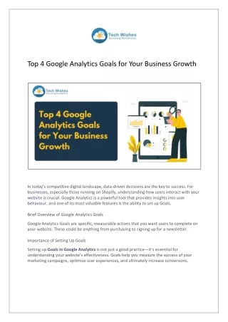 Top 4 Google Analytics Goals for Your Business Growth