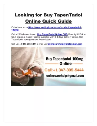 Looking for Buy TapenTadol Online Quick Guide