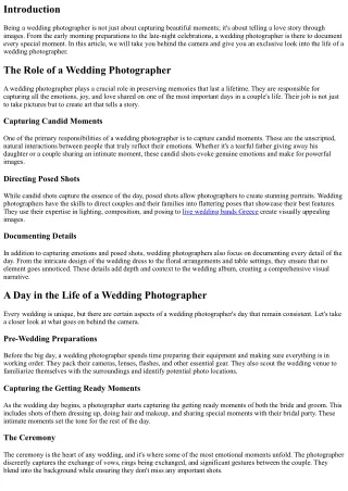 Behind the Camera: A Day in the Life of a Wedding Photographer