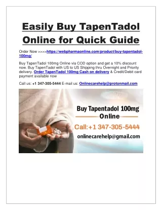Easily Buy TapenTadol Online for Quick Guide