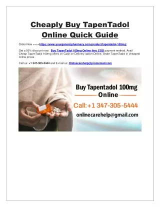 Cheaply Buy TapenTadol Online Quick Guide