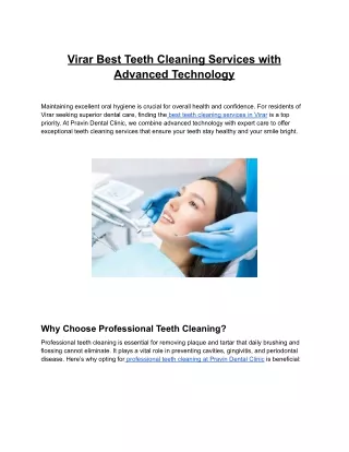 Virar Best Teeth Cleaning Services with Advanced Technology