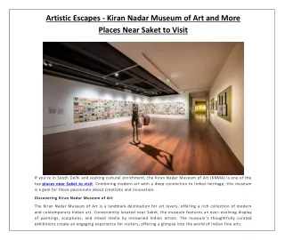 Artistic Escapes - Kiran Nadar Museum of Art and More Places Near Saket to Visit