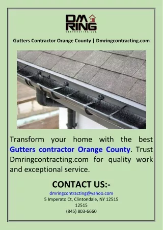 Gutters Contractor Orange County  Dmringcontracting.com