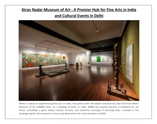 Kiran Nadar Museum of Art - A Premier Hub for Fine Arts in India