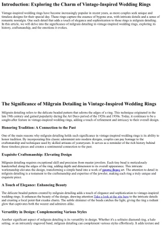 The Significance of Milgrain Detailing in Vintage-Inspired Wedding Rings