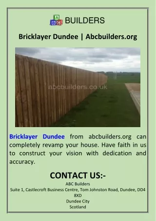Bricklayer Dundee  Abcbuilders.org