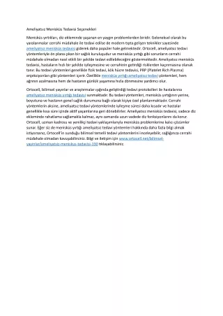 Ameliyatsiz Meniskus Tedavisi Secenekleri