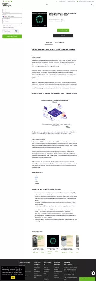 Global Automotive Composites Epoxy Binder Market 2023-2030
