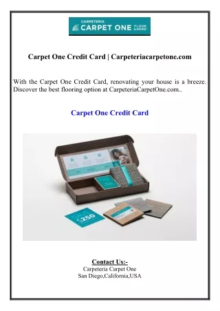 Carpet One Credit Card  Carpeteriacarpetone.com