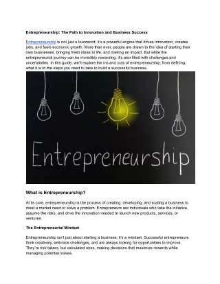 Entrepreneurship_ The Path to Innovation and Business Success