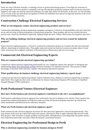Meet the Professional Electrical Engineers At the rear of Perth's Professional C