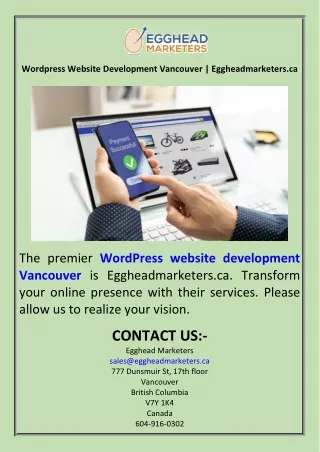 Wordpress Website Development Vancouver  Eggheadmarketers.ca