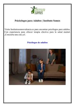 Psicóclogos para Adultos Instituto Somos