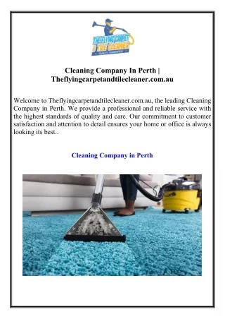 Cleaning Company In Perth Theflyingcarpetandtilecleaner.com.au