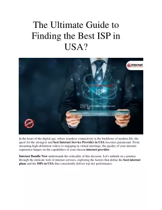 The Ultimate Guide to Finding the Best ISP in USA?
