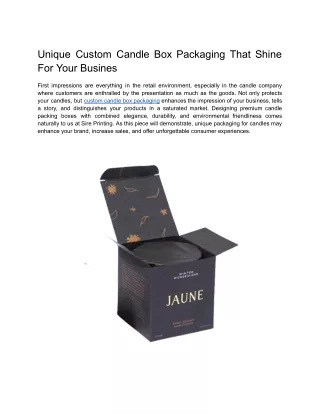 Unique Custom Candle Box Packaging That Shine For Your Busines