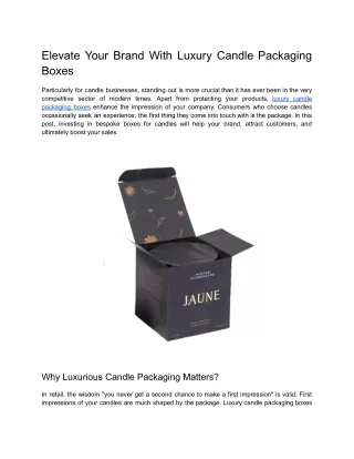 Elevate Your Brand With Luxury Candle Packaging Boxes