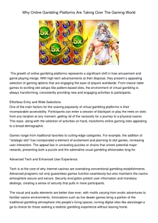 WhyOnlineGamblingPlatformsAreTakingOverTheGamingWorld