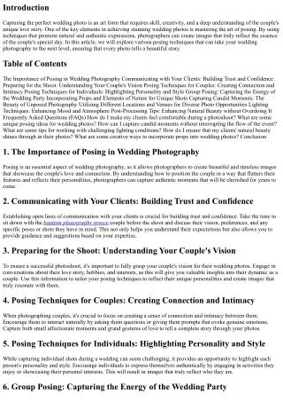 The Art of Posing: Techniques for Natural and Authentic Wedding Photos