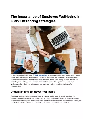 The Importance of Employee Well-being in Clark Offshoring Strategies