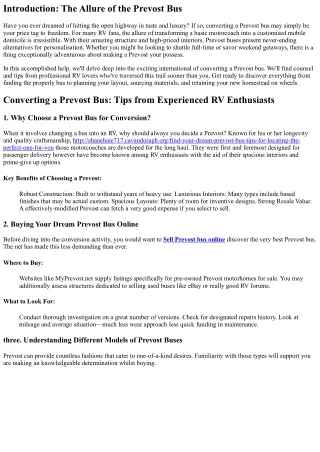 Converting a Prevost Bus: Tips from Experienced RV Enthusiasts