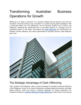 Transforming Australian Business Operations for Growth