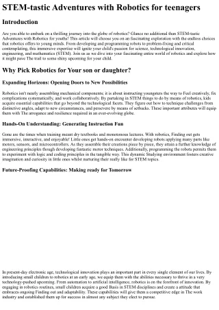 STEM-tastic Adventures with Robotics for Kidsfor youthsfor teenagersfor children