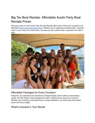 Big Tex Boat Rentals_ Affordable Austin Party Boat Rentals Prices