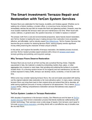 The Smart Investment_ Terrazzo Repair and Restoration with TerCon System Services
