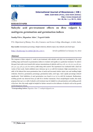Salicylic acid pre-treatment effects on Beta vulgaris L. multigerm germination