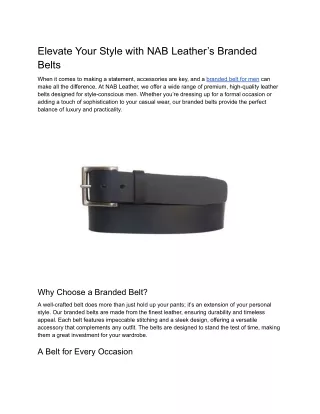 Elevate Your Style with NAB Leather’s Branded Belts