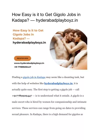 How Easy is it to Get Gigolo Jobs in Kadapa_ — hyderabadplayboyz.in