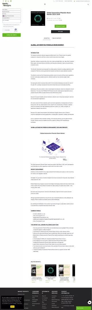 Global Automotive Phenolic Resin Market 2023-2030