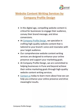 Website Content Writing pune |Company Profile Design