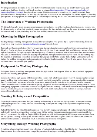 Capturing Forever: The Art of Wedding Photography