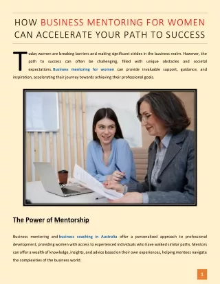 How Business Mentoring for Women Can Accelerate Your Path to Success