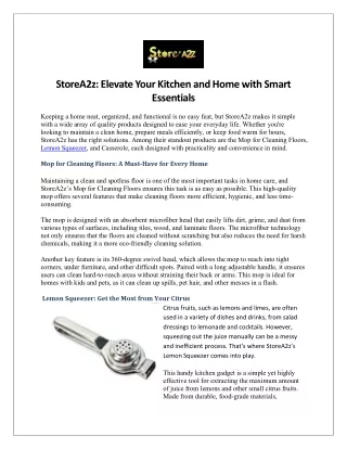 StoreA2z Elevate Your Kitchen and Home with Smart Essentials