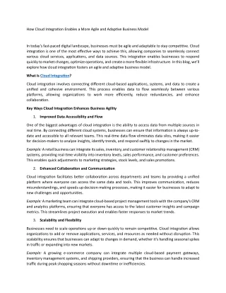 How Cloud Integration Enables a More Agile and Adaptive Business Model