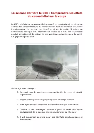 La science derrière le CBD : Comprendre les effets du cannabidiol sur le corps