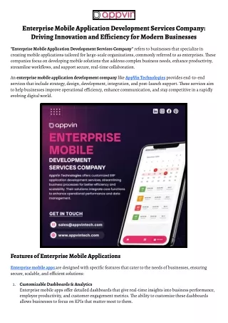 Enterprise Mobile Application Development Services Company