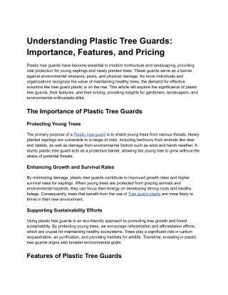 Understanding Plastic Tree Guards_ Importance, Features, and Pricing