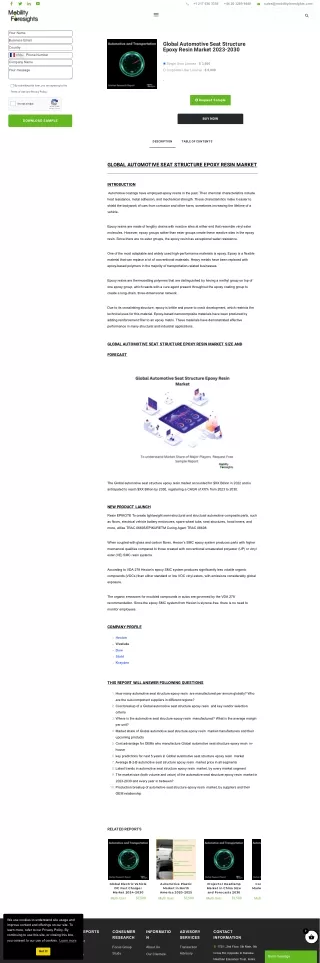 Global Automotive Seat Structure Epoxy Resin Market 2023-2030