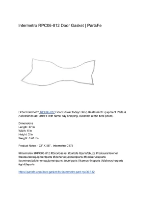Intermetro RPC06-812 Door Gasket _ PartsFe