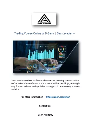 Trading Course Online W D Gann | Gann.academy