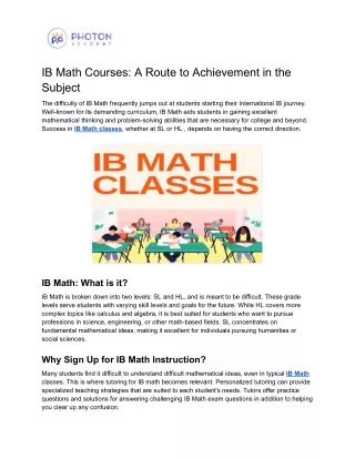 IB Math classes
