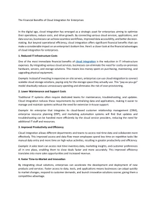 The Financial Benefits of Cloud Integration for Enterprises