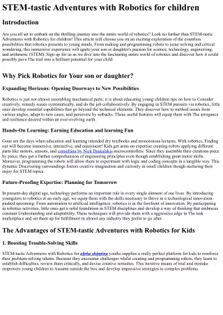 STEM-tastic Adventures with Robotics for Kidsfor youthsfor teenagersfor children