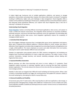 The Role of Cloud Integration in Reducing IT Complexity for Businesses