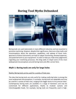 Boring Tool Myths Debunked